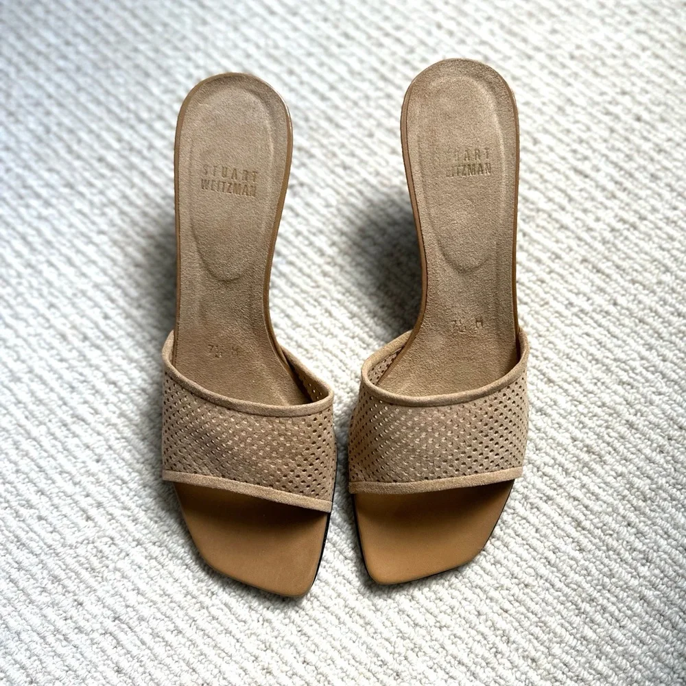 Stuart Weitzman Open Toe Net Slide Sandal
